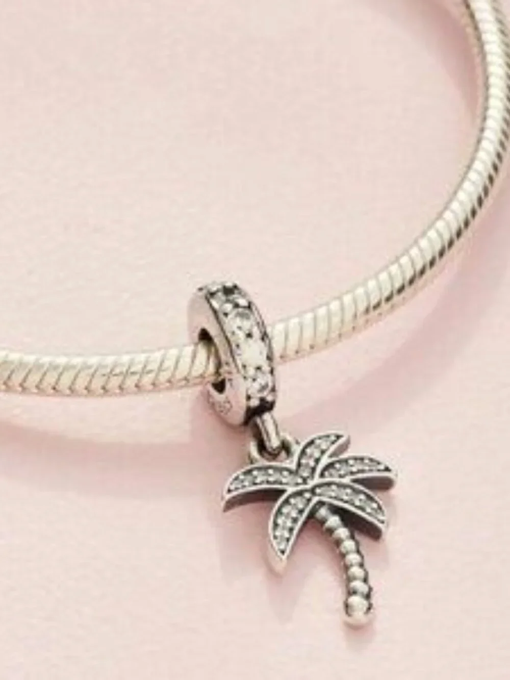 Pandora Sparkling Palm Tree Dangle Charm Sterling Silver